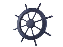 Load image into Gallery viewer, Wooden Rustic All Dark Blue Decorative Ship Wheel 30&quot;&quot;