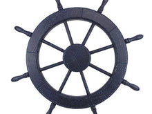 Load image into Gallery viewer, Wooden Rustic All Dark Blue Decorative Ship Wheel 30&quot;&quot;