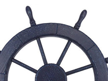 Load image into Gallery viewer, Wooden Rustic All Dark Blue Decorative Ship Wheel 30&quot;&quot;