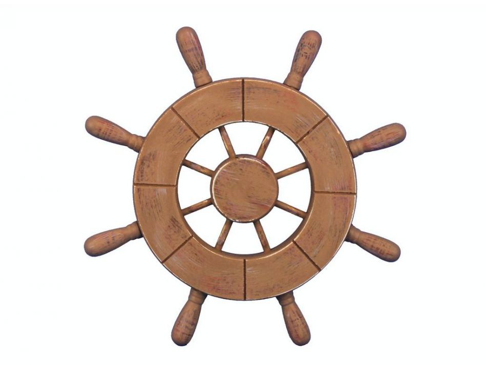 Rustic All Dark Blue Decorative Ship Wheel With Seashell 9