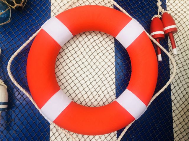 Vibrant Orange Decorative Lifering With White Bands 20""