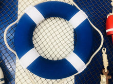 Load image into Gallery viewer, Vibrant Blue Decorative Lifering with White Bands 15&quot;&quot;