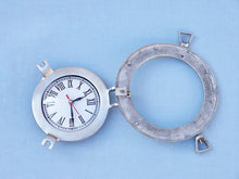 Load image into Gallery viewer, Brushed Nickel Deluxe Class Decorative Ship Porthole Clock 8&quot;