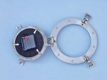 Load image into Gallery viewer, Brushed Nickel Deluxe Class Decorative Ship Porthole Clock 8&quot;