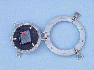 Brushed Nickel Deluxe Class Decorative Ship Porthole Clock 8"