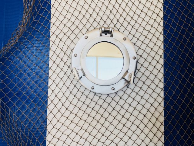 Brushed Nickel Deluxe Class Decorative Ship Porthole Mirror 8""