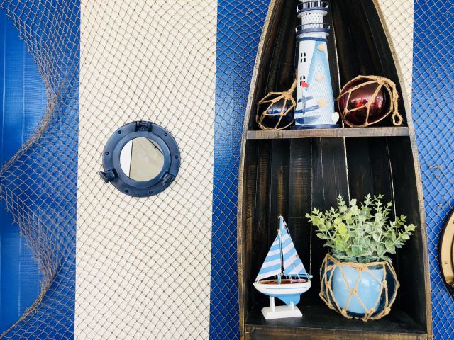 Rustic Blue Aluminum Deluxe Class Decorative Ship Porthole Mirror 8''