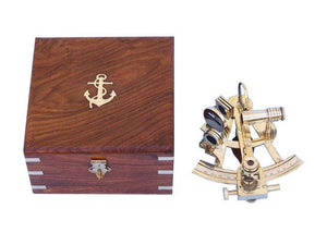 Captain's Brass Sextant with Rosewood Box 8""