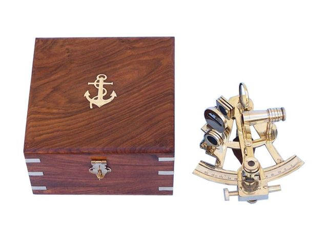 Captain's Brass Sextant with Rosewood Box 8