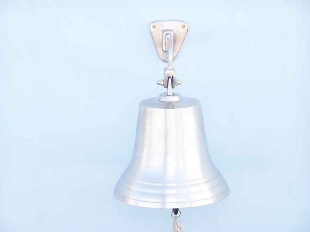 Brushed Nickel Hanging Ship's Bell 15"