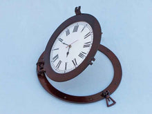 Load image into Gallery viewer, Antique Copper Decorative Ship Porthole Clock 17&quot;&quot;