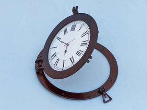 Antique Copper Decorative Ship Porthole Clock 17""