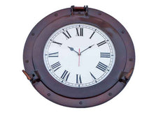 Load image into Gallery viewer, Antique Copper Decorative Ship Porthole Clock 17&quot;&quot;