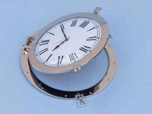 Load image into Gallery viewer, Chrome Decorative Ship Porthole Clock 24&quot;&quot;