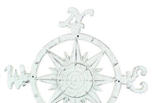 Load image into Gallery viewer, Rustic Whitewashed Cast Iron Large Decorative Rose Compass 19&quot;
