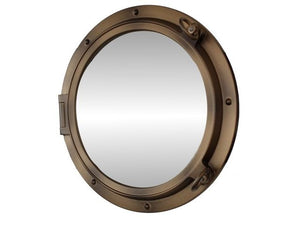 Bronzed Decorative Ship Porthole Mirror 24""