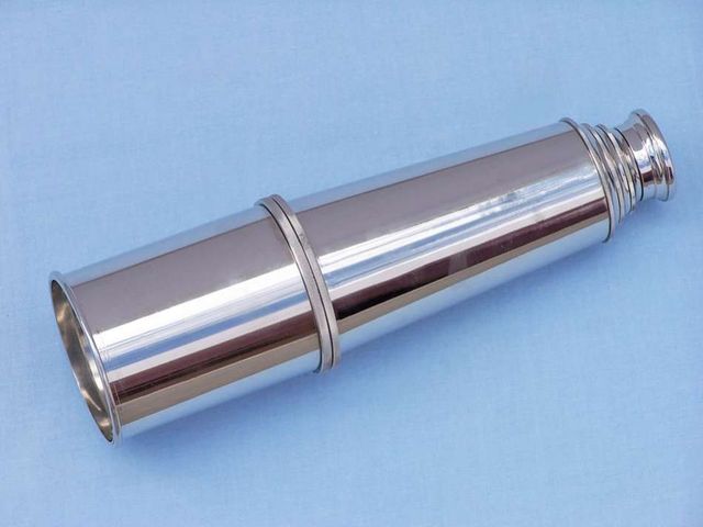 Deluxe Class Chrome Admiral's Spyglass Telescope 27" w/ Rosewood Box