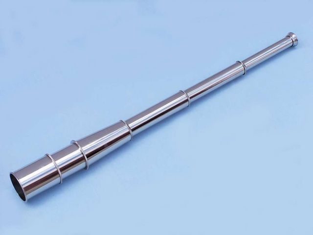 Deluxe Class Chrome Admiral's Spyglass Telescope 27" w/ Rosewood Box