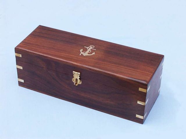Deluxe Class Chrome Admiral's Spyglass Telescope 27" w/ Rosewood Box