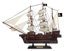 Load image into Gallery viewer, Wooden Captain Hook&#39;s Jolly Roger from Peter Pan White Sails Pirate Ship Model 15&quot;