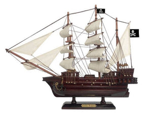 Wooden Captain Hook's Jolly Roger from Peter Pan White Sails Pirate Ship Model 20"