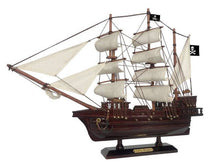 Load image into Gallery viewer, Wooden Captain Hook&#39;s Jolly Roger from Peter Pan White Sails Pirate Ship Model 15&quot;
