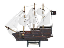 Load image into Gallery viewer, Wooden Blackbeard&#39;s Queen Anne&#39;s Revenge White Sails Model Pirate Ship 7&quot;