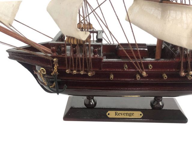 Wooden John Gow's Revenge White Sails Pirate Ship Model 20""