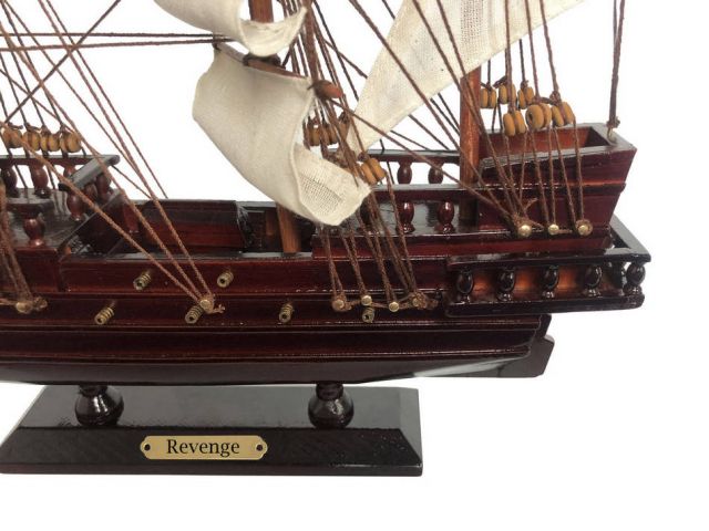 Wooden John Gow's Revenge White Sails Pirate Ship Model 20""