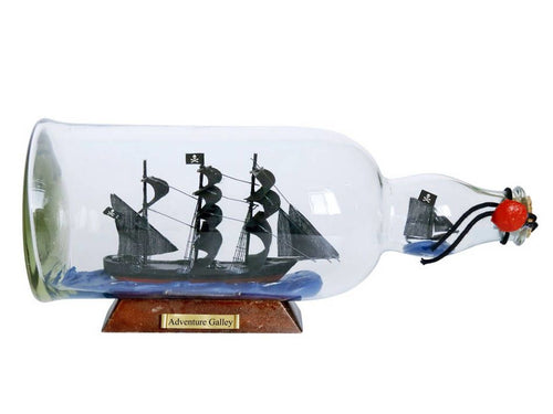 Captain Kidd's Adventure Galley Model Ship in a Glass Bottle 11