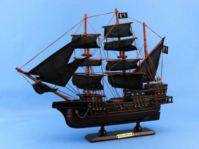 Wooden Black Bart's Royal Fortune Model Pirate Ship 15""