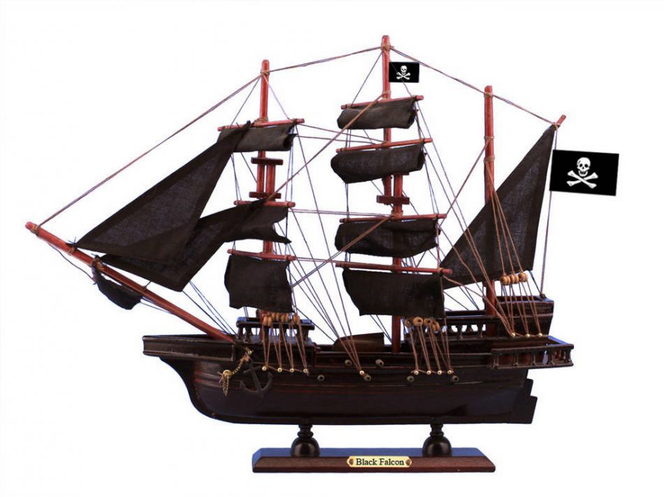 Wooden Captain Kidd's Black Falcon Black Sails Pirate Ship Model 15