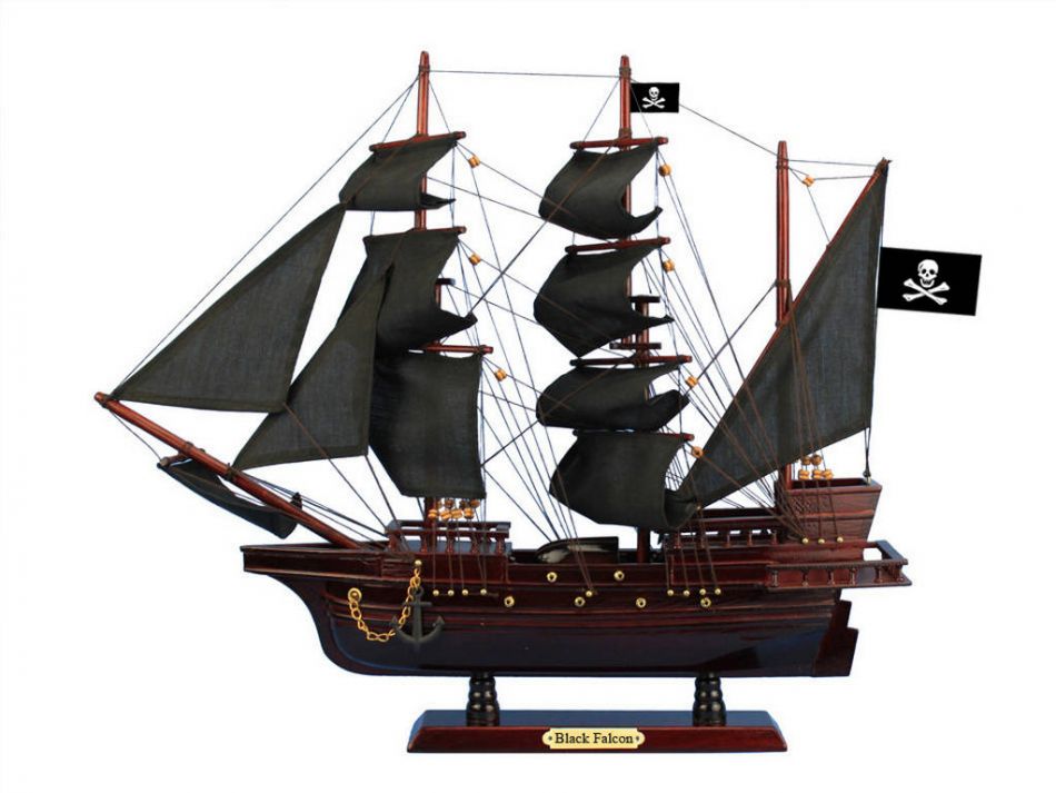 Wooden Captain Kidd's Black Falcon Black Sails Pirate Ship Model 20