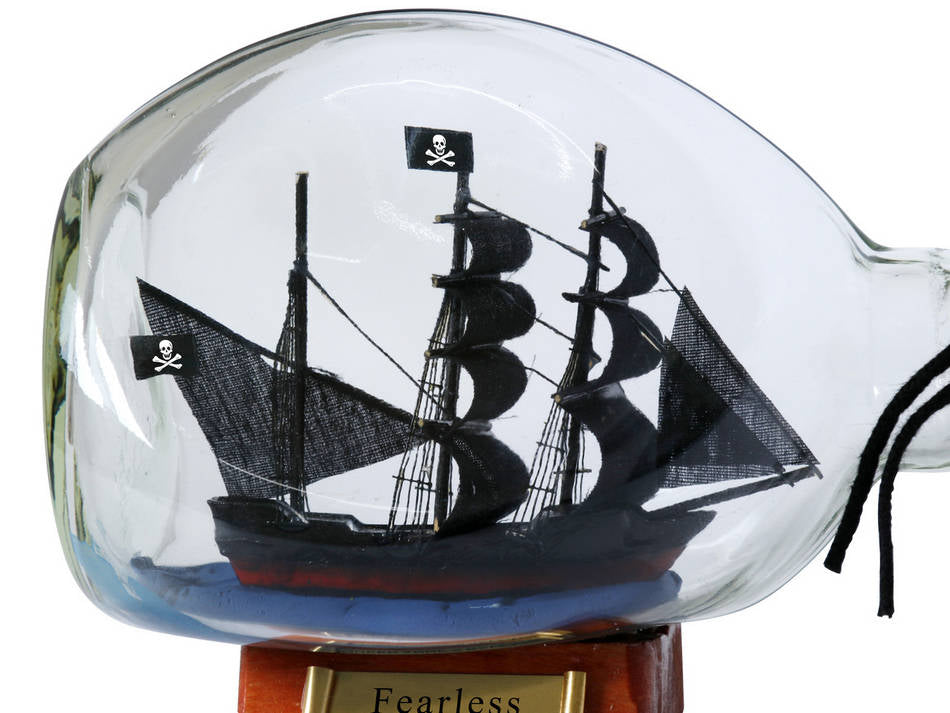 Fearless Pirate Ship in a Glass Bottle 7""