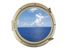 Load image into Gallery viewer, Gold Finish Decorative Ship Porthole Window 24&quot;