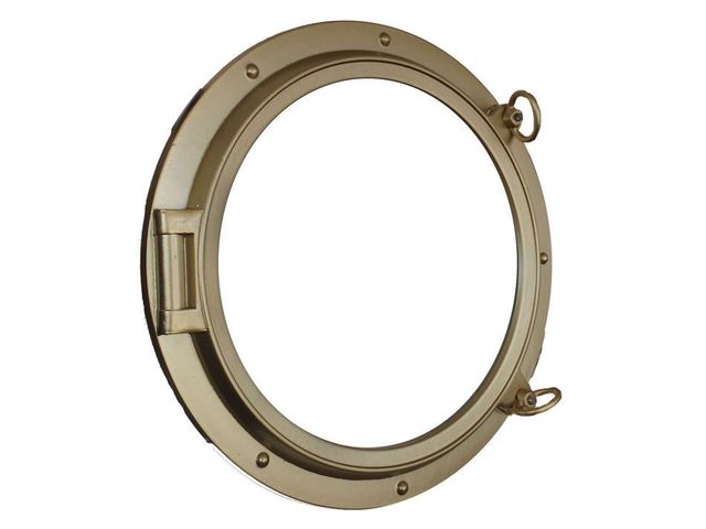 Gold Finish Decorative Ship Porthole Window 24"