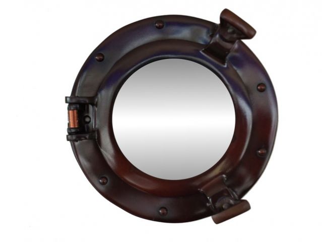 Antique Copper Deluxe Class Porthole Mirror 8''