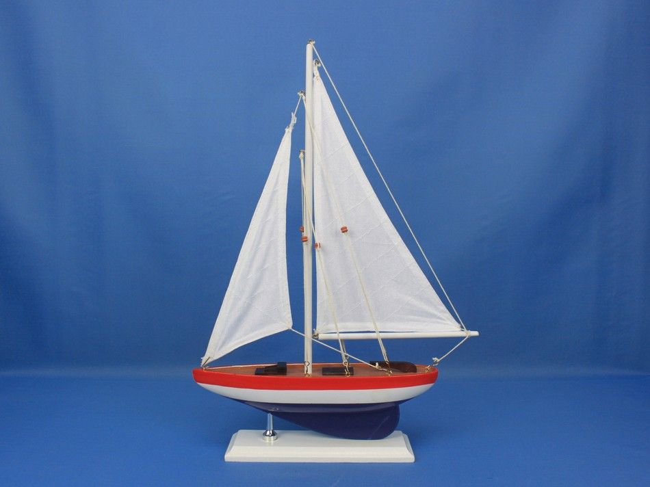 Wooden USA Sailer Model Sailboat Decoration 17""