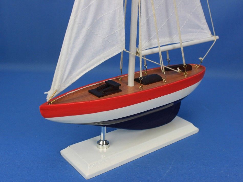 Wooden USA Sailer Model Sailboat Decoration 17""