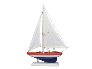 Wooden USA Sailer Model Sailboat Decoration 17""