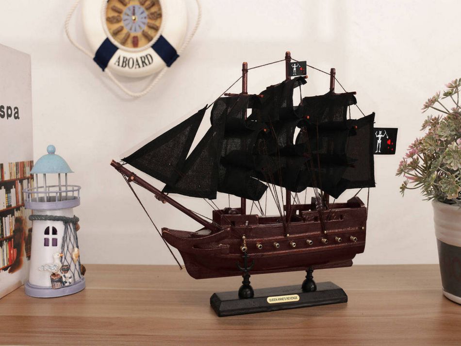 Wooden Blackbeards Queen Annes Revenge Black Sails Model Pirate Ship 12""