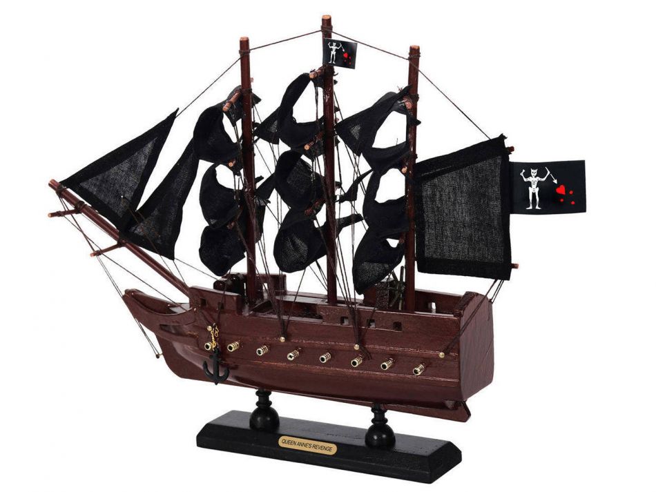 Wooden Blackbeards Queen Annes Revenge Black Sails Model Pirate Ship 12""