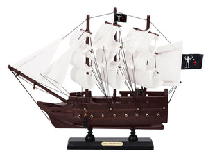 Wooden Blackbeards Queen Annes Revenge White Sails Model Pirate Ship 12""