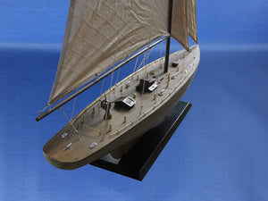 Wooden Rustic Intrepid Model Sailboat Decoration 60"