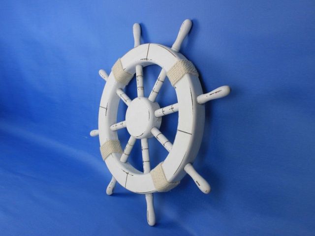 Rustic White Decorative Ship Wheel 18