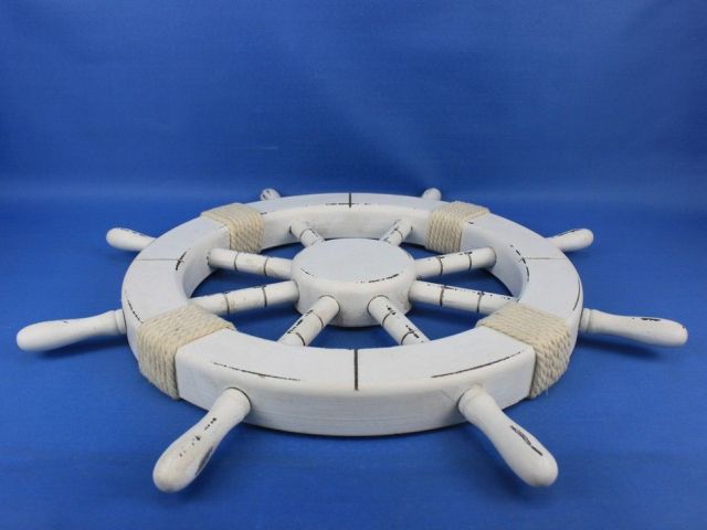 Rustic White Decorative Ship Wheel 18