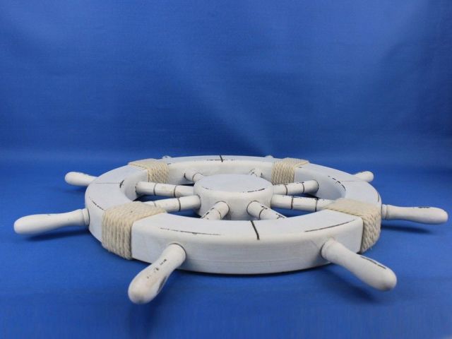 Rustic White Decorative Ship Wheel 18
