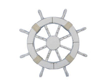 Load image into Gallery viewer, Rustic White Decorative Ship Wheel 18