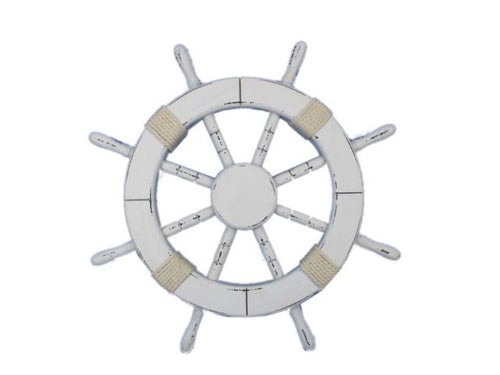 Rustic White Decorative Ship Wheel 18