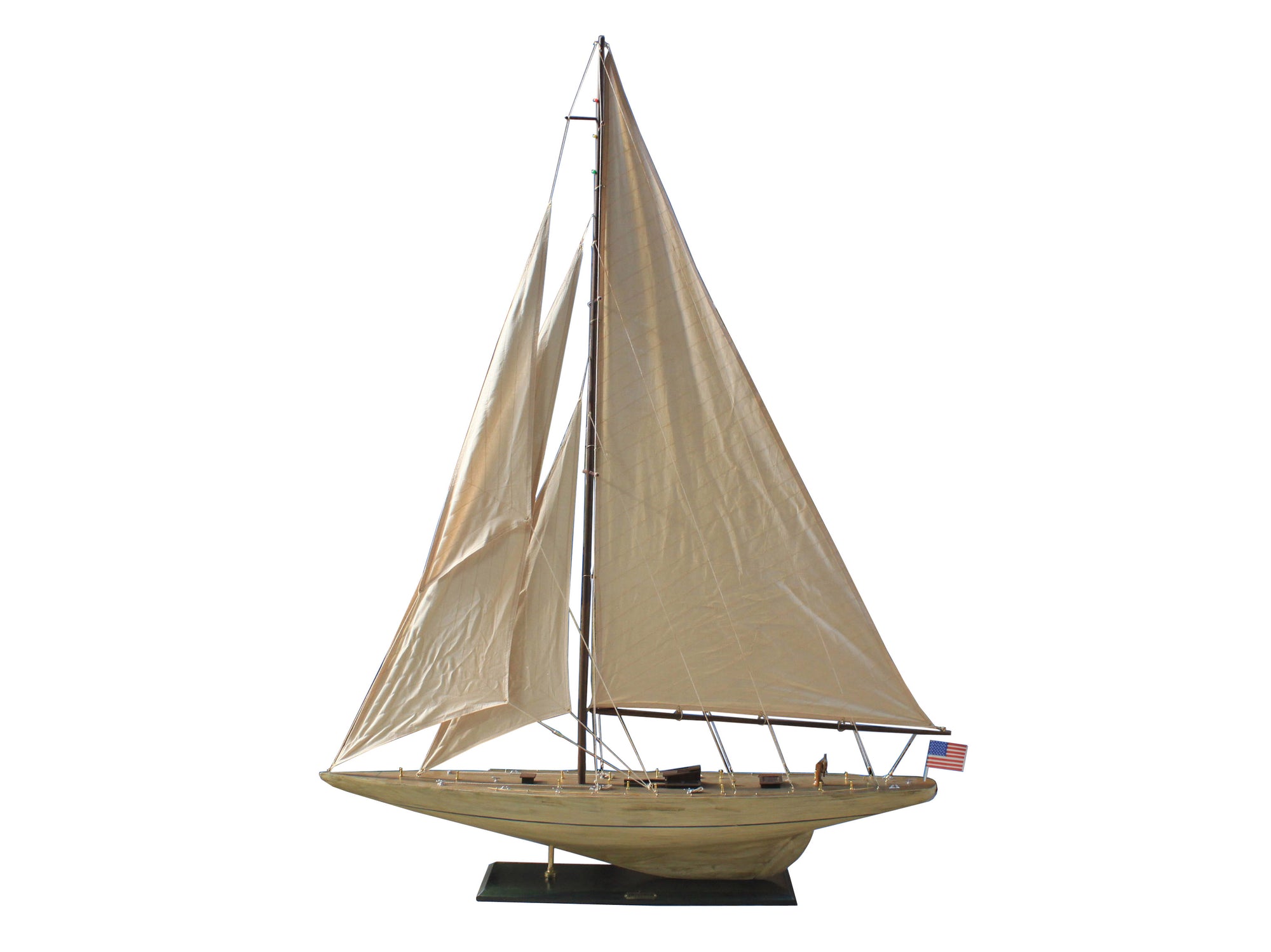 Wooden Rustic Intrepid Model Sailboat Decoration 60"